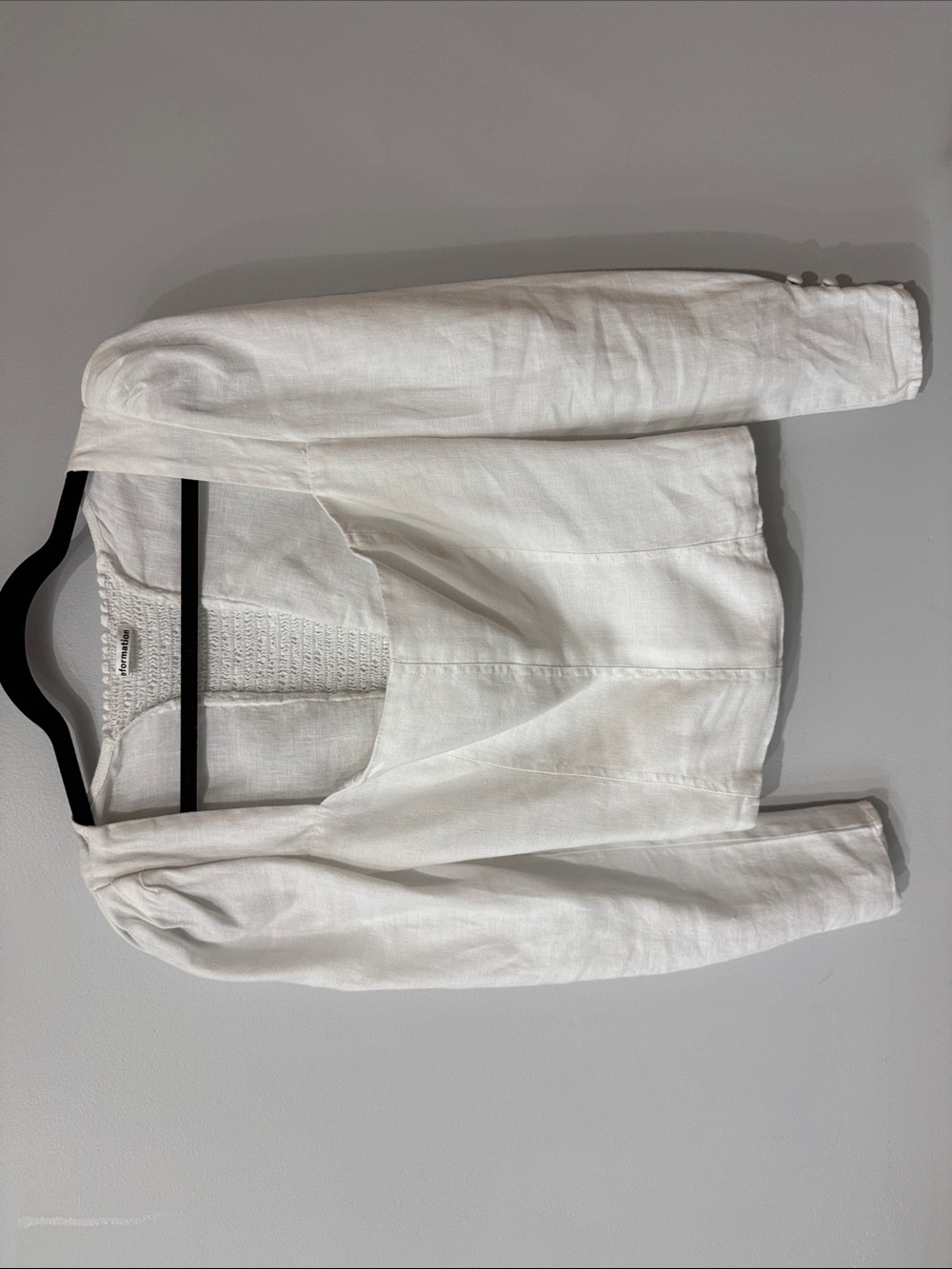 Reformation White Linen Puff Sleeve Square Neck Top